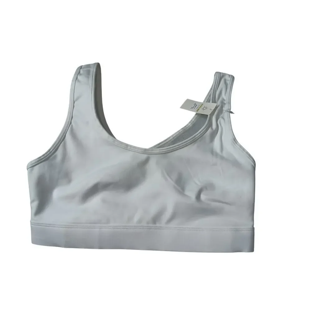 Offline by Aerie Goals Mesh Cross Back Maximum Support Sports Bra in White SZ S
